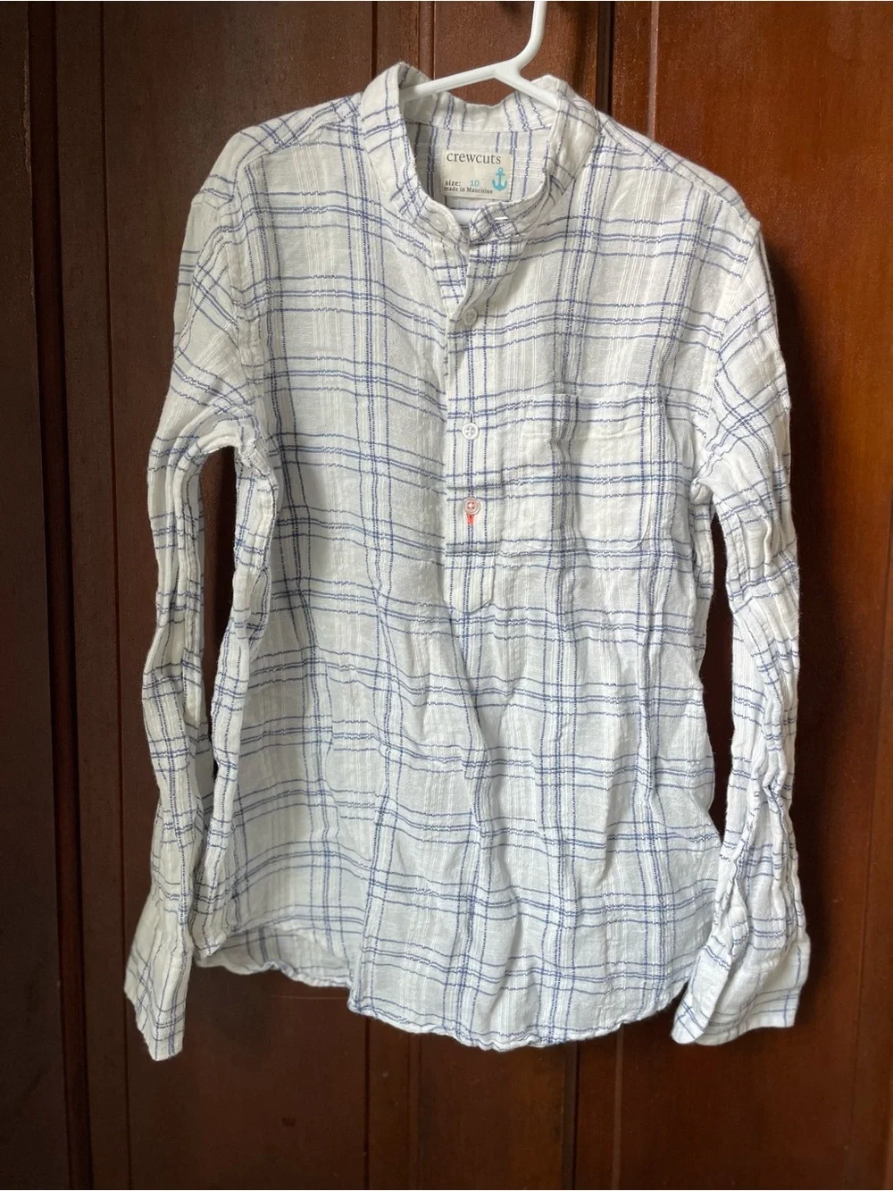 Crewcuts girls size 10 long sleeve white plaid top